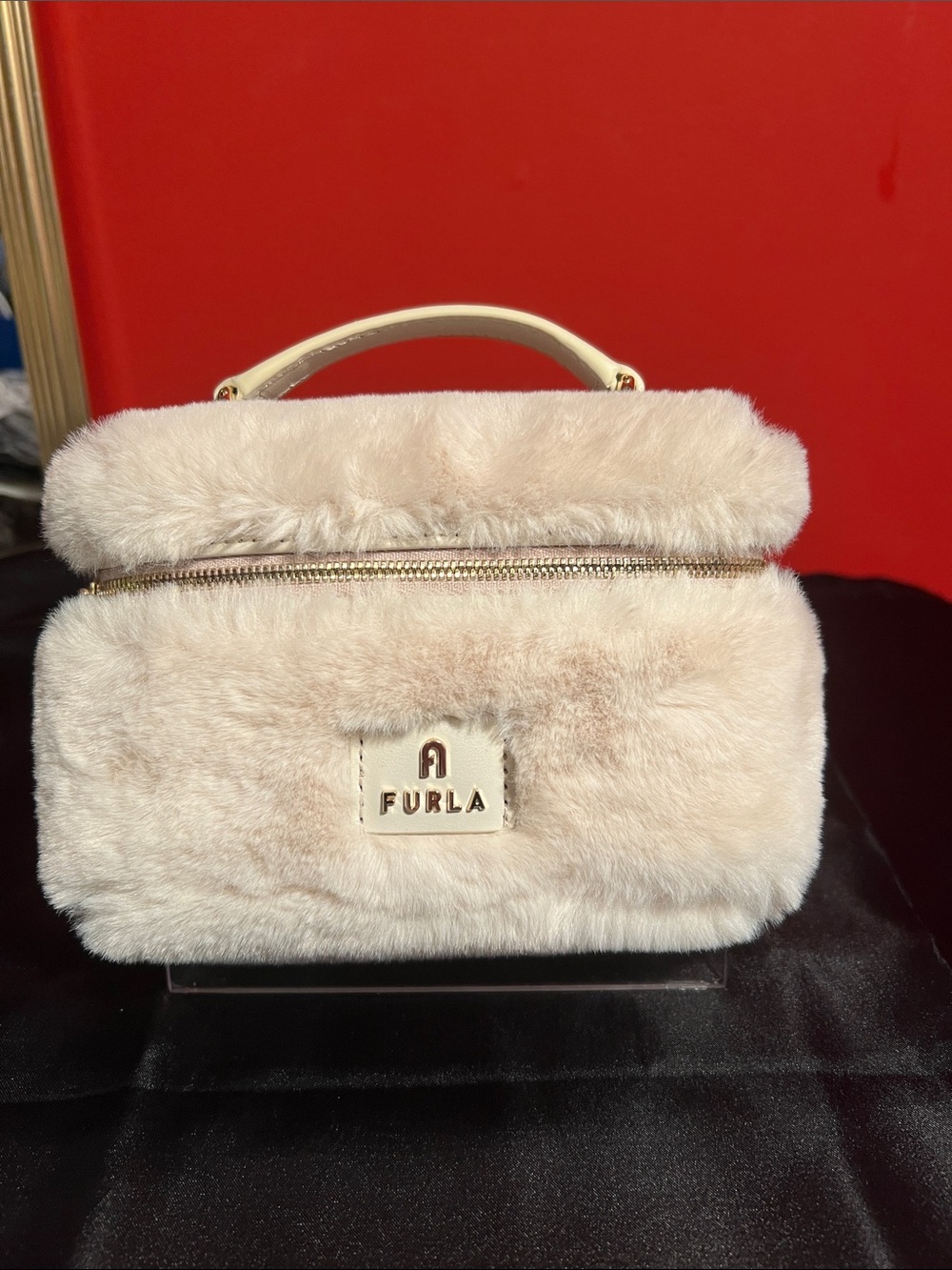 Furla Blush Faux-Fur Top Handle removable Crossbody strap - Picture 8 of 9